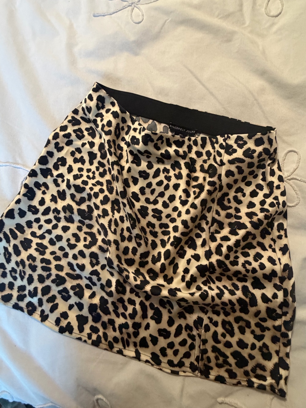 Leopard Print Satin Mini Skirt - Neutral Animal Print